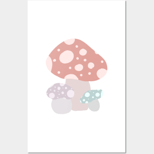 Three Pretty Mushrooms Posters and Art